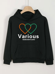 Girls Cartoon Hearts Long Sleeve Hoodie Sweatshirt Cute Pullover