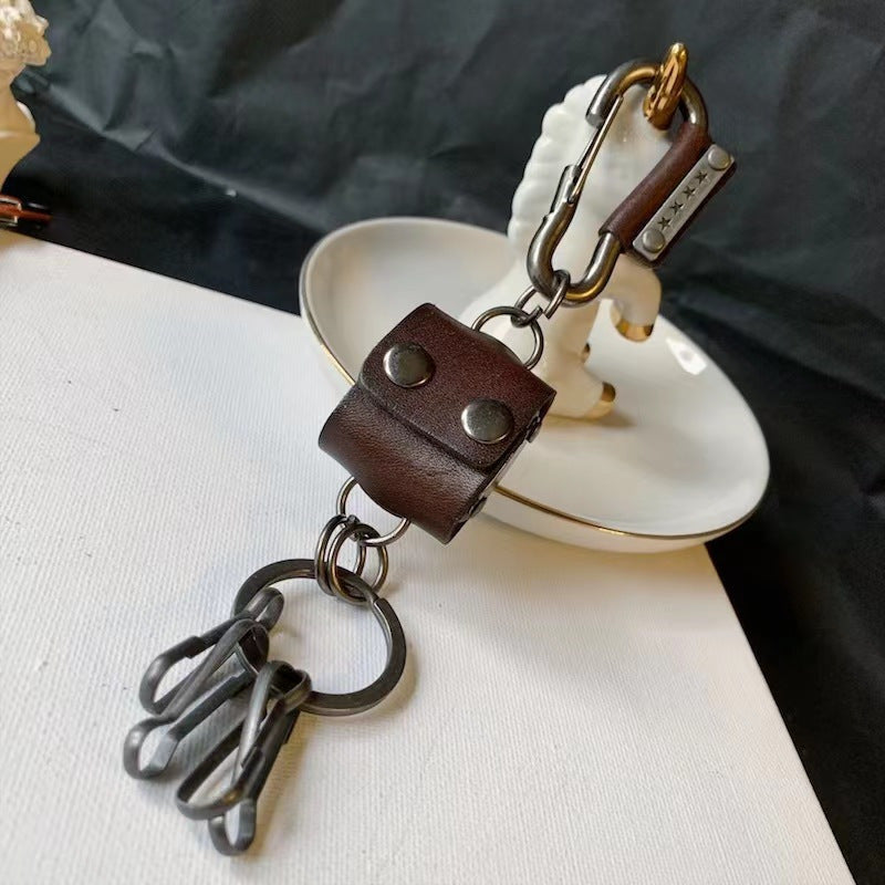 Retro Cowhide Key Chain Ornament Hanging Keychain Accessory
