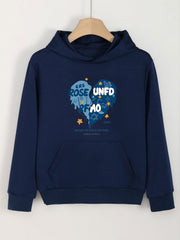 Girls Letter Heart Print Hoodies Comfy Hooded Pullover