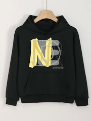 Girls Creative Letter Print Hoodies Comfy Hooded Pullover Spring Fall