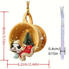 Mini Puppy Keychain Pendant Car Rearview Mirror Hanging Ornament