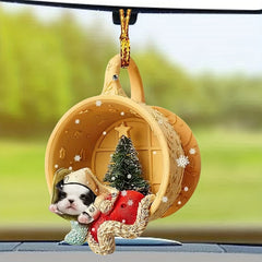 Mini Puppy Keychain Pendant Car Rearview Mirror Hanging Ornament