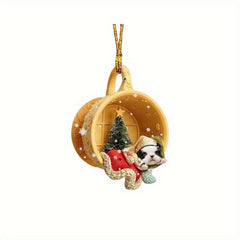 Mini Puppy Keychain Pendant Car Rearview Mirror Hanging Ornament