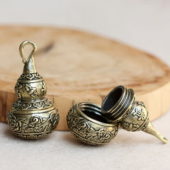 Retro Style Brass Gourd Keychain Pendant Lucky Fengshui Gourd Keyring Gift