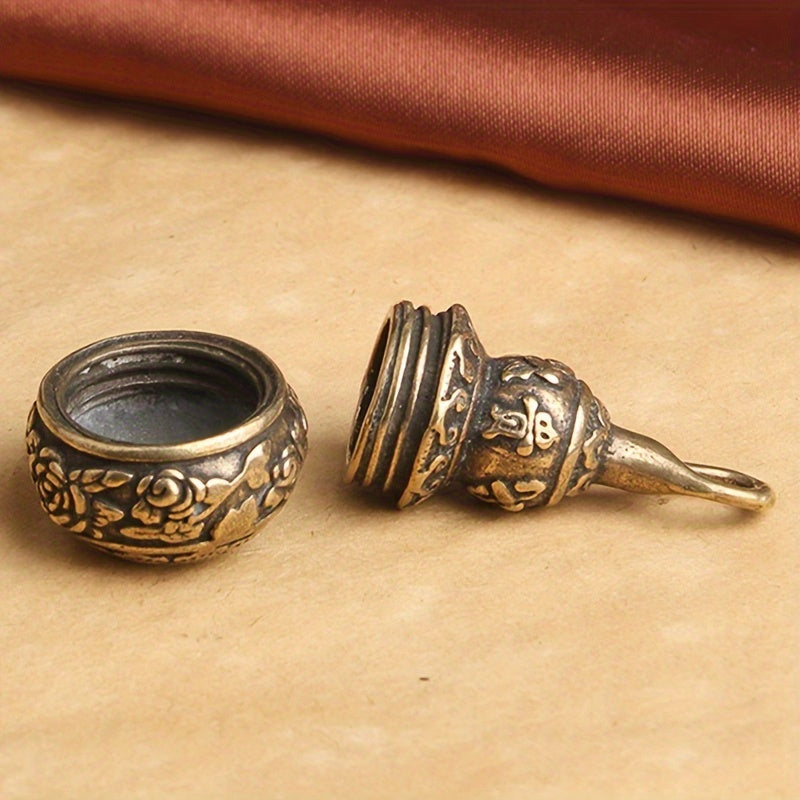 Retro Style Brass Gourd Keychain Pendant Lucky Fengshui Gourd Keyring Gift