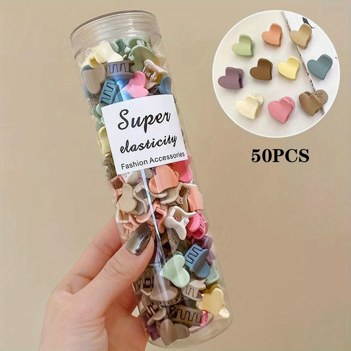 50pcs Flower Hair Claws & Heart Hair Clips Hair Accessories