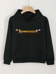 Girls Letter Print Hoodies Comfy Hooded Pullover With Pocket