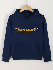Girls Letter Print Hoodies Comfy Hooded Pullover With Pocket