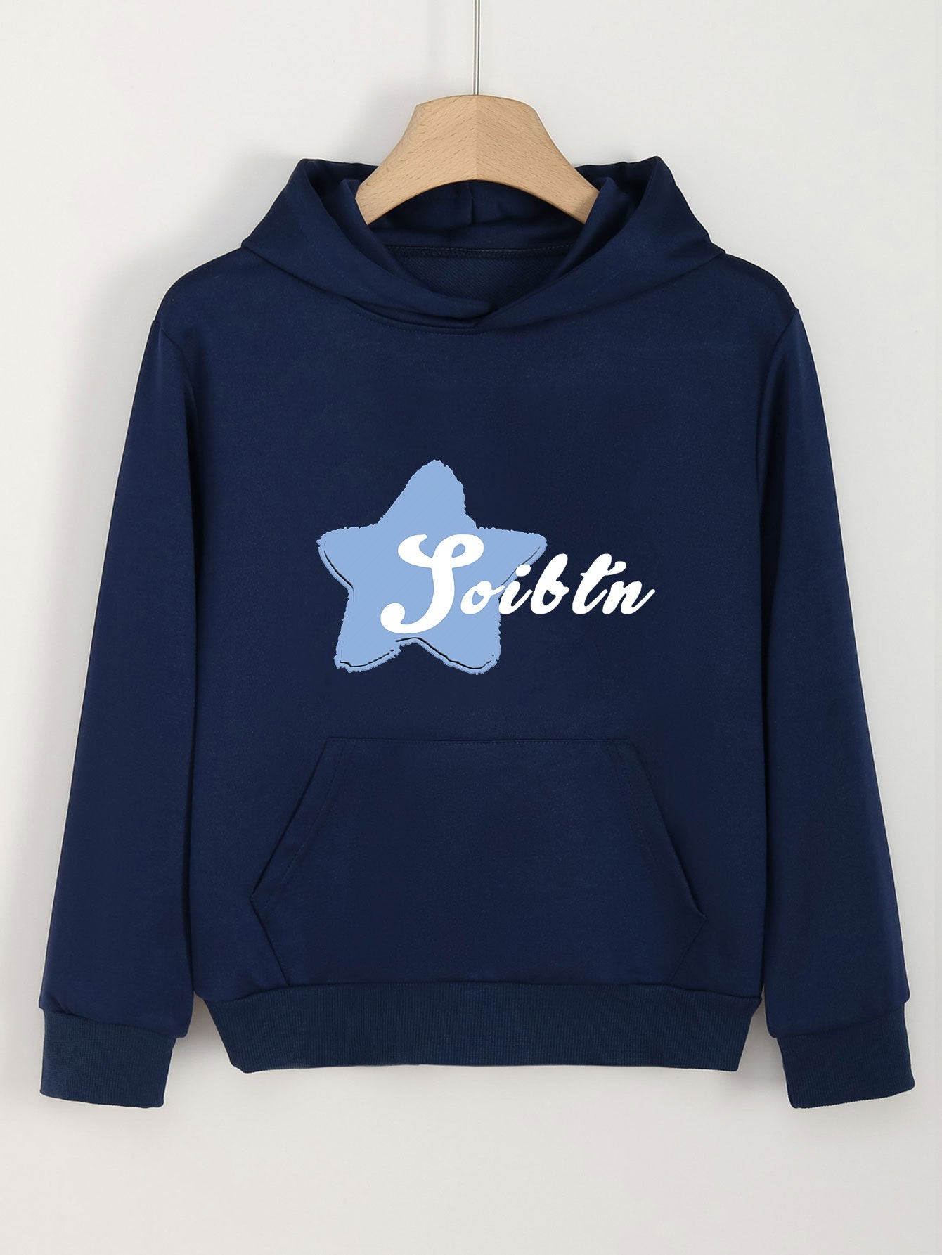 Girls Cartoon Star Pattern Hooded Sweatshirt Long Sleeve Pullover