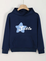 Girls Cartoon Star Pattern Hooded Sweatshirt Long Sleeve Pullover