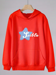 Girls Cartoon Star Pattern Hooded Sweatshirt Long Sleeve Pullover