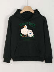 Girls Duck & Bunny Print Hoodie Comfy Hooded Pullover With Pocket