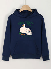 Girls Duck & Bunny Print Hoodie Comfy Hooded Pullover With Pocket