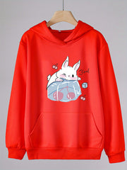 Ice Bunny Print Hoodie Girls Hooded Pullover Spring Fall Gift