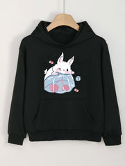 Ice Bunny Print Hoodie Girls Hooded Pullover Spring Fall Gift
