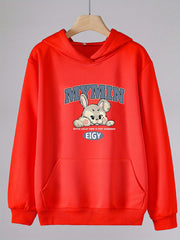 Girls Bunny Print Hoodie Comfy Pullover Spring Fall Christmas Gift