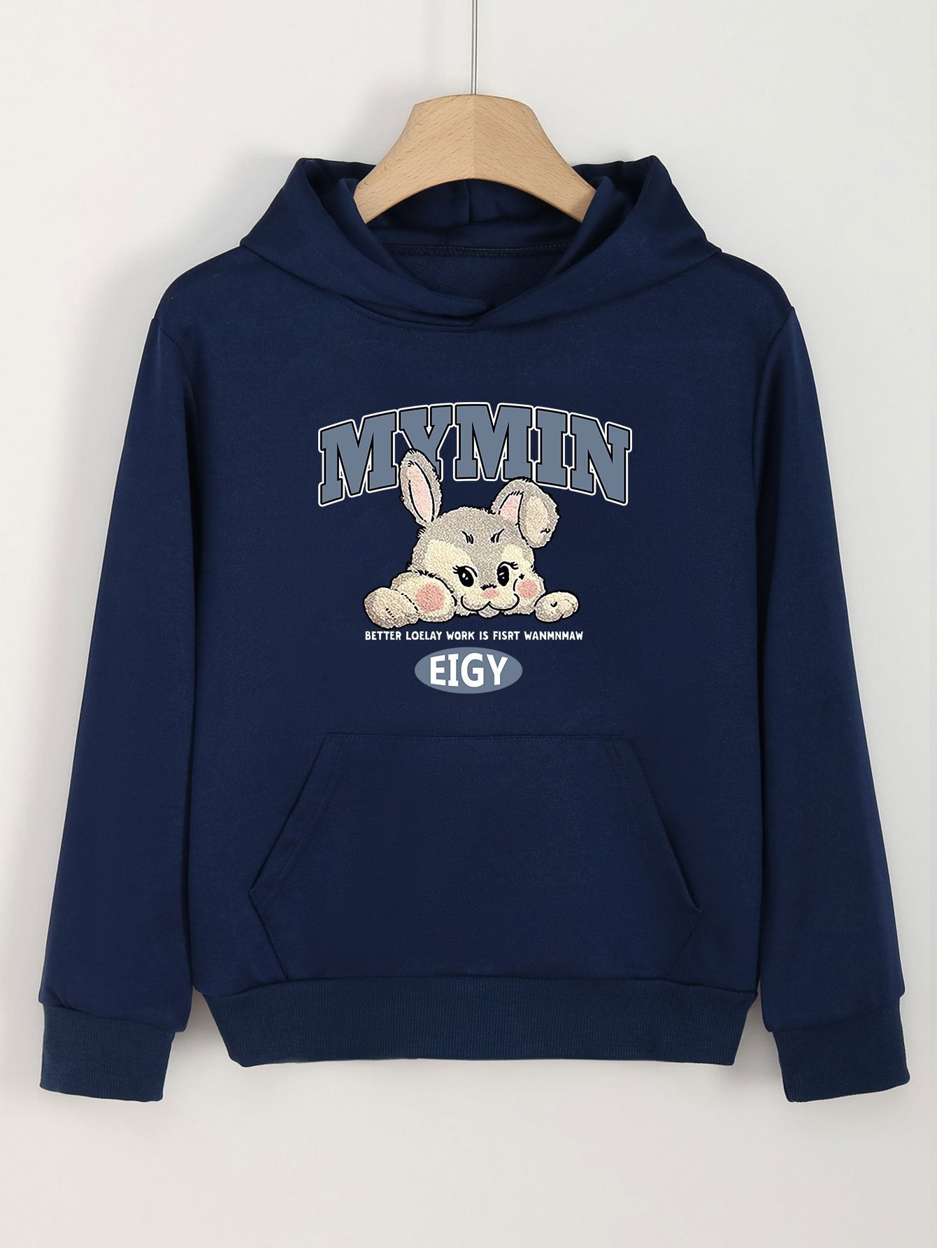 Girls Bunny Print Hoodie Comfy Pullover Spring Fall Christmas Gift