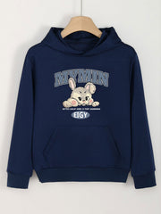 Girls Bunny Print Hoodie Comfy Pullover Spring Fall Christmas Gift