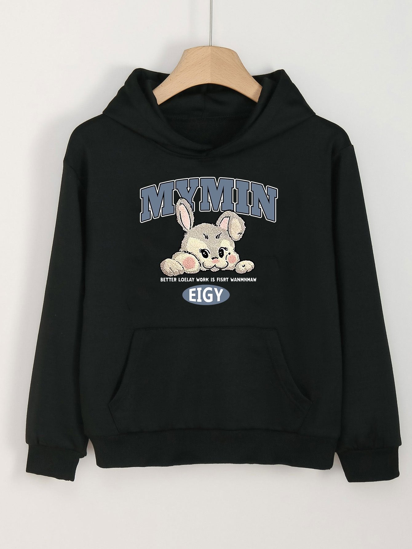 Girls Bunny Print Hoodie Comfy Pullover Spring Fall Christmas Gift
