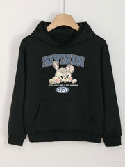 Girls Bunny Print Hoodie Comfy Pullover Spring Fall Christmas Gift