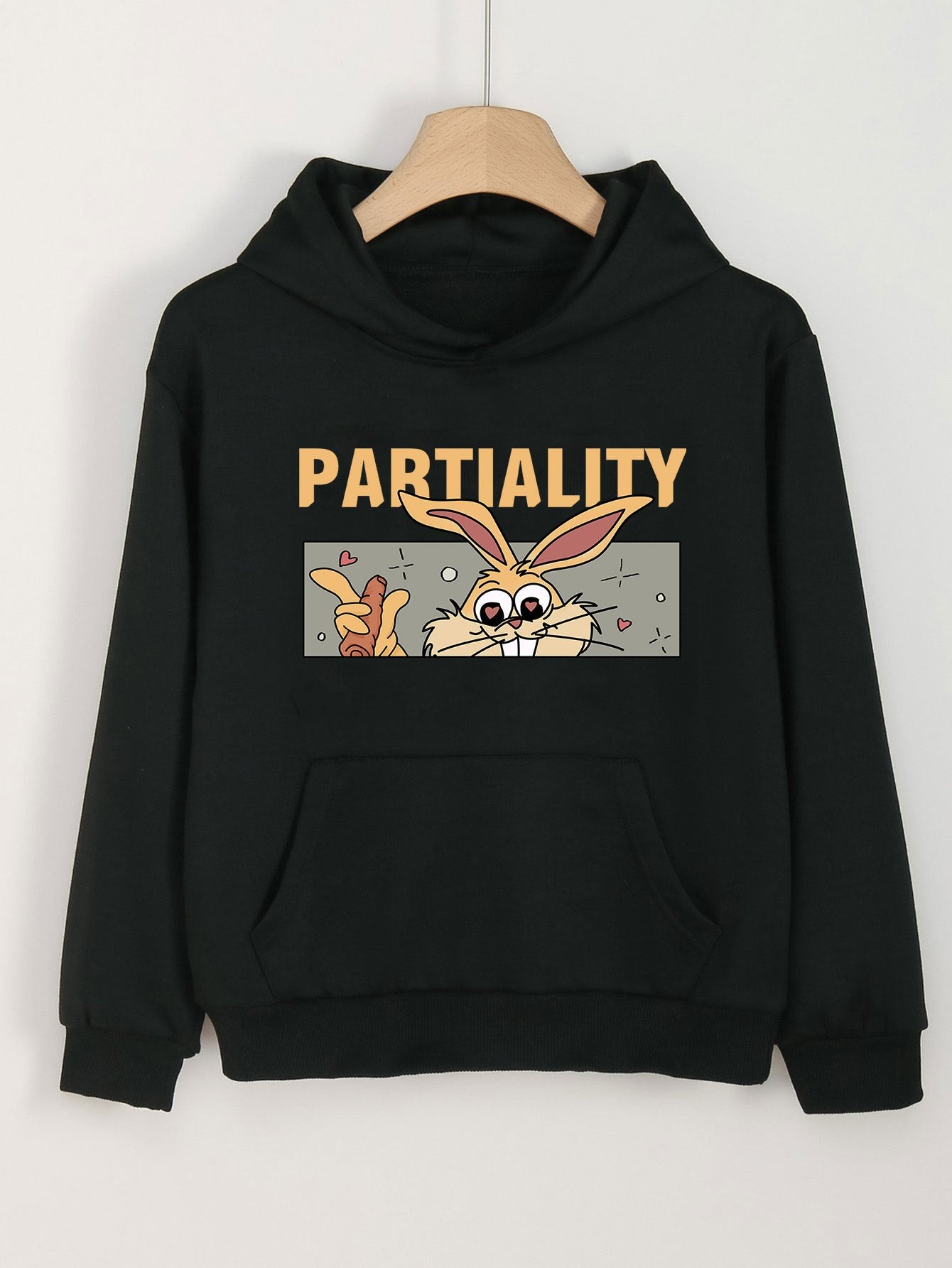 Girls Rabbit Pattern Hooded Sweatshirt Long Sleeve Pullover