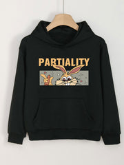 Girls Rabbit Pattern Hooded Sweatshirt Long Sleeve Pullover