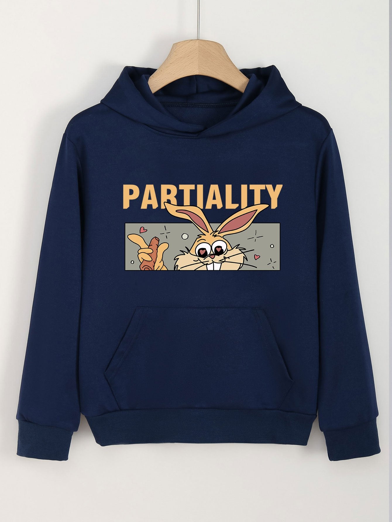 Girls Rabbit Pattern Hooded Sweatshirt Long Sleeve Pullover