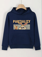 Girls Rabbit Pattern Hooded Sweatshirt Long Sleeve Pullover