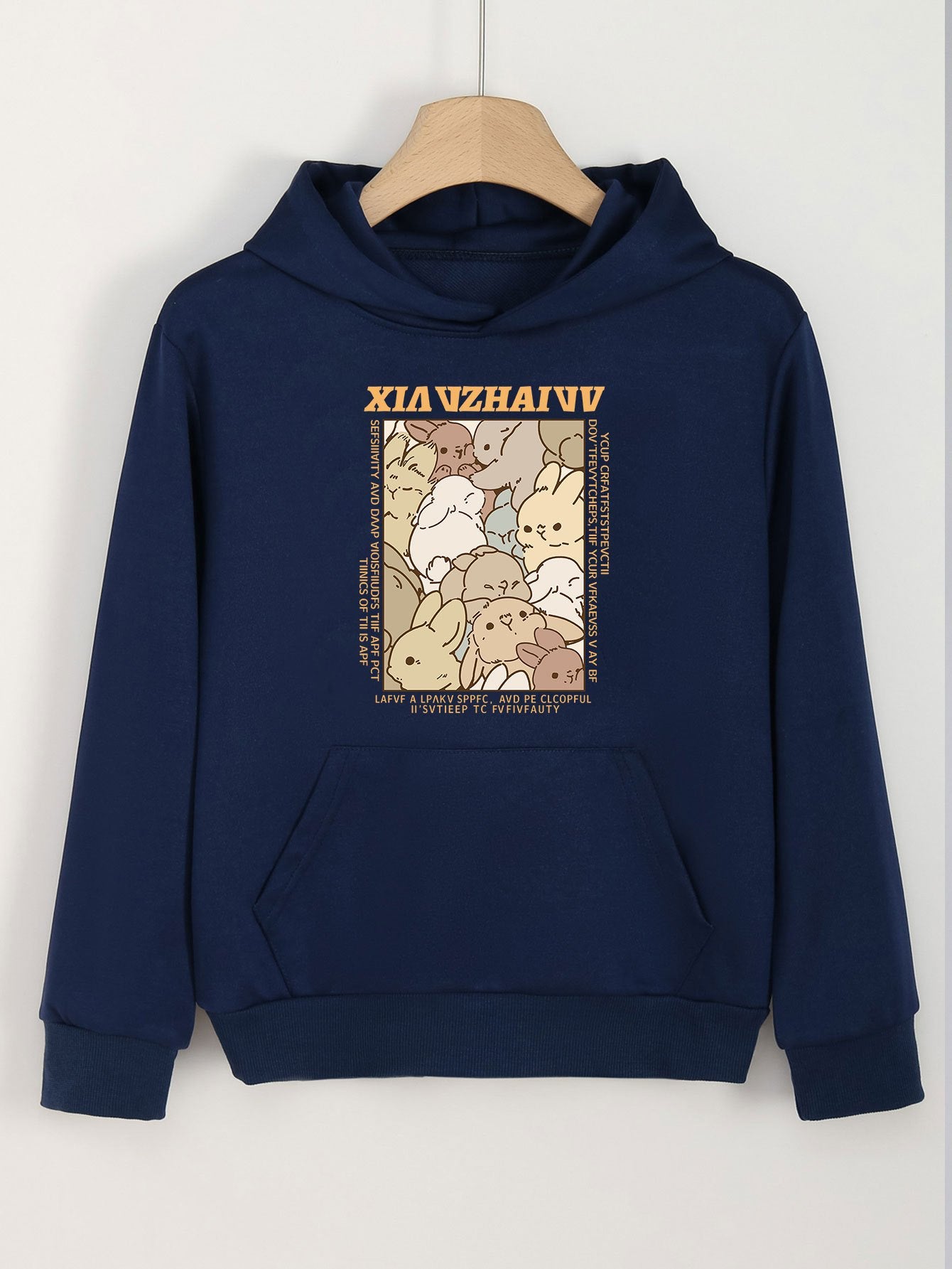 Girls Bunny Pastel Hoodies Comfy Hooded Pullover With Pocket