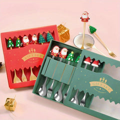 Christmas Cartoon Fruit Fork And Spoon Set Stainless Steel Tableware