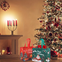 6pcs Large Christmas Tote Gift Bags With Handles For Reusable Gifts