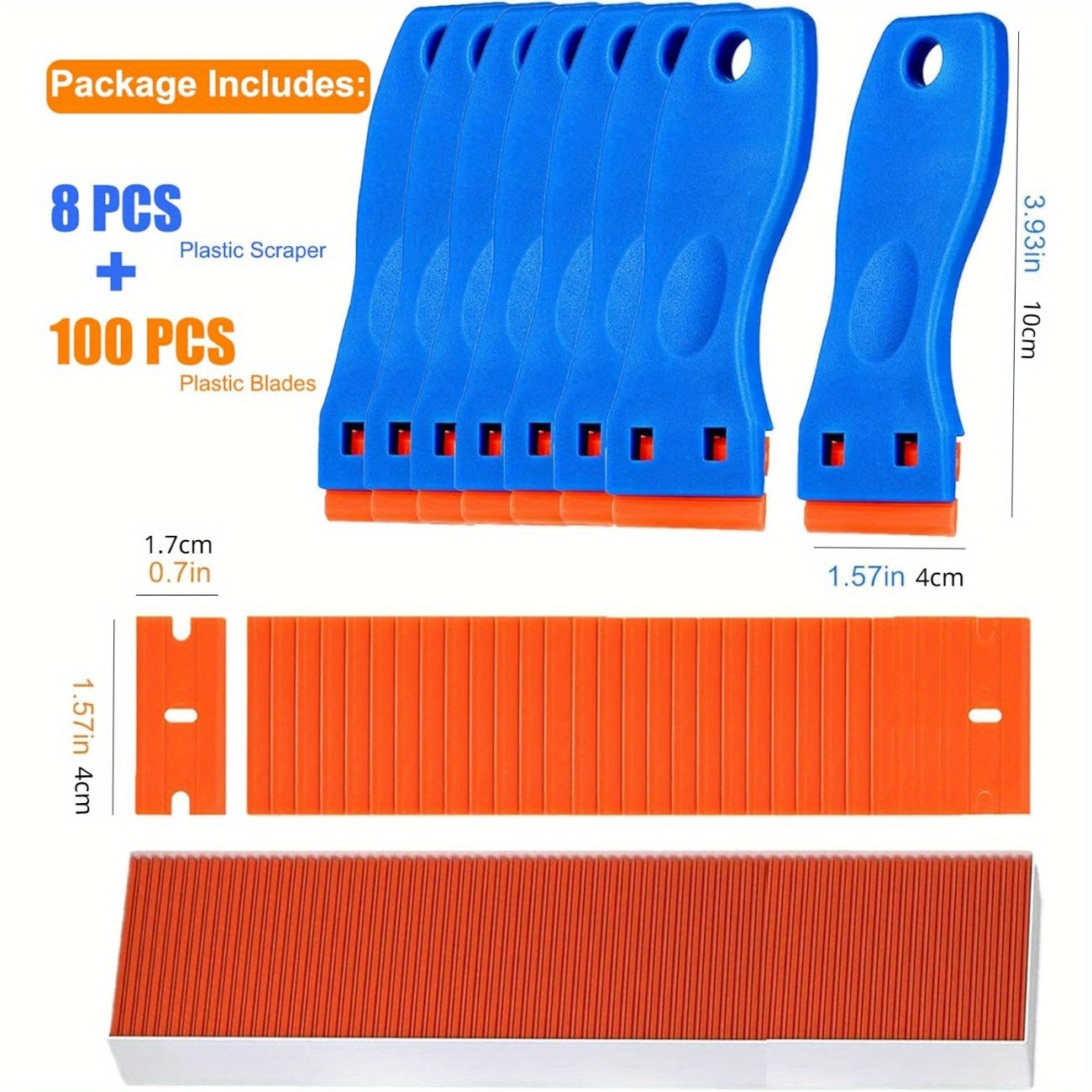 108pcs Plastic Razor Blade Scraper Label Decal Remover Tool
