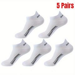 Breathable Mesh Deodorant Sports Ankle Socks, 5 Pairs