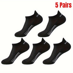 Breathable Mesh Deodorant Sports Ankle Socks, 5 Pairs