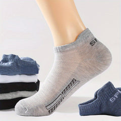 Breathable Mesh Deodorant Sports Ankle Socks, 5 Pairs
