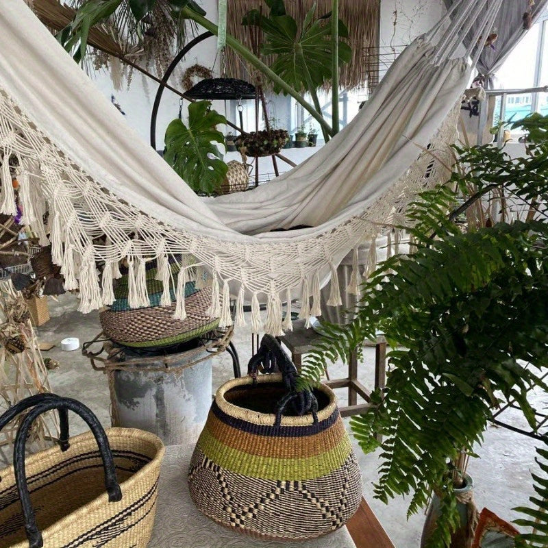 Tassel Hammock Canvas Indoor Outdoor Camping Travel
