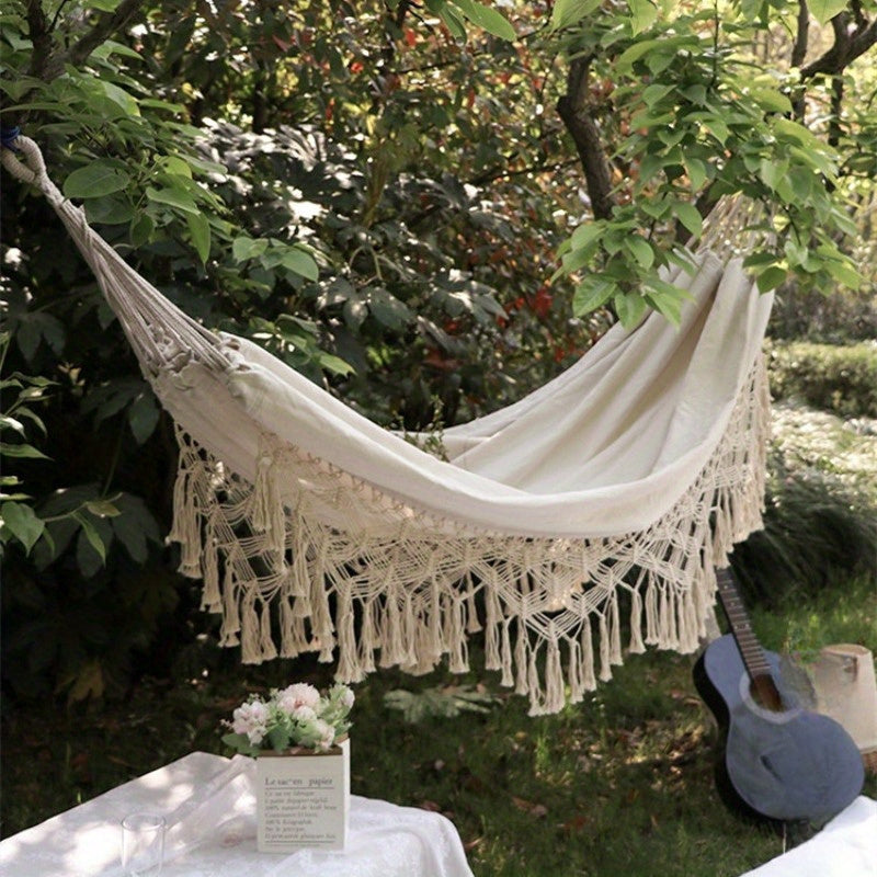 Tassel Hammock Canvas Indoor Outdoor Camping Travel