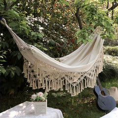 Tassel Hammock Canvas Indoor Outdoor Camping Travel