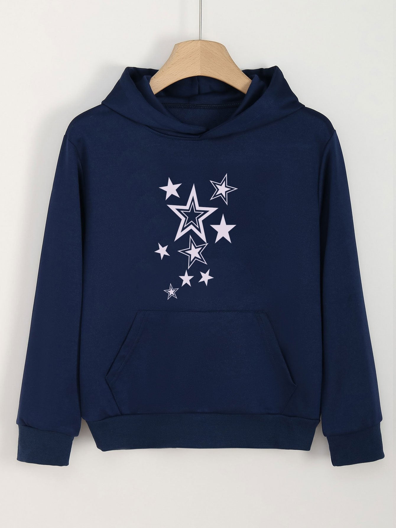 Girls Cartoon Stars Pattern Hooded Sweatshirt for Spring and Autumn