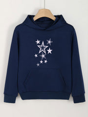 Girls Cartoon Stars Pattern Hooded Sweatshirt for Spring and Autumn