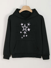 Girls Cartoon Stars Pattern Hooded Sweatshirt for Spring and Autumn
