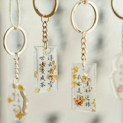 Chinese Calligraphy Acrylic Keychain Chinese Poetry Keyring Ornament Year's Gift