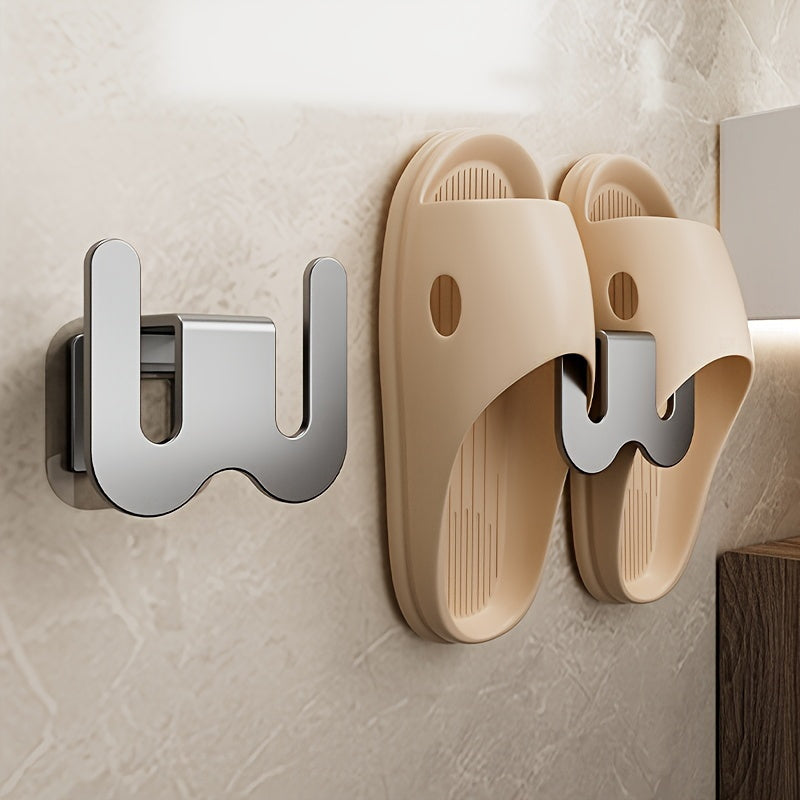 Bathroom Slipper Rack Metal Wall Hanging Storage No Punching