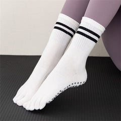 2 Pcs Women's Non-slip Yoga Socks with Separated Toes