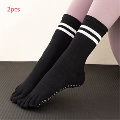 2 Pcs Women's Non-slip Yoga Socks with Separated Toes