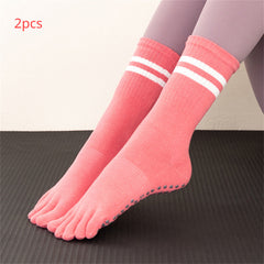 2 Pcs Women's Non-slip Yoga Socks with Separated Toes