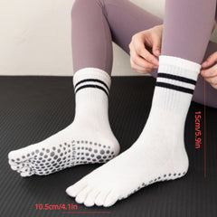 2 Pcs Women's Non-slip Yoga Socks with Separated Toes