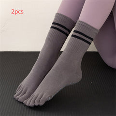 2 Pcs Women's Non-slip Yoga Socks with Separated Toes