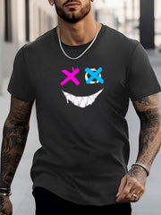 Graffiti Smile Face Print Men's T shirt For Summer Outdoor Street