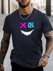 Graffiti Smile Face Print Men's T shirt For Summer Outdoor Street